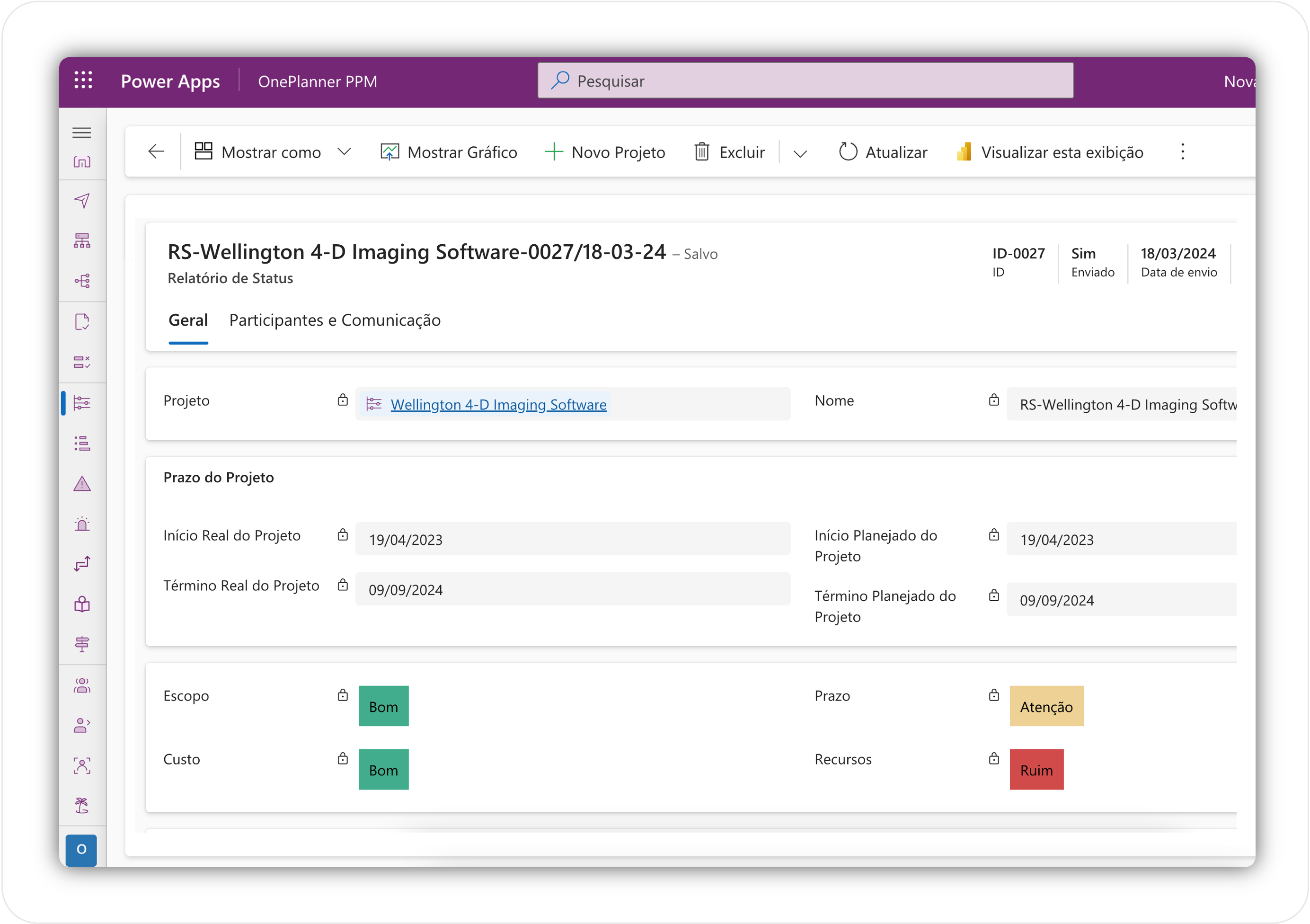 Produtividade 1 Dashboard de status reports colaborativos no One Planner PPM